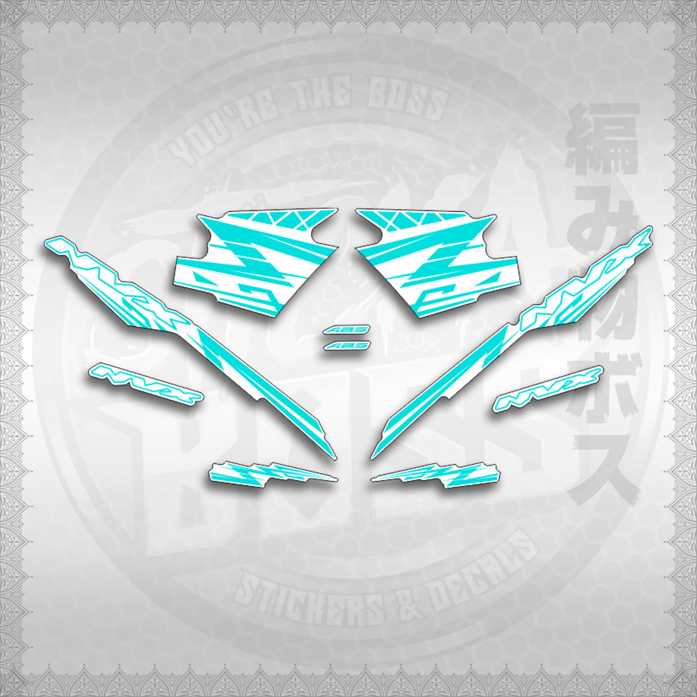 STICKER DECALS for AEROX V3 ALPHA TURBO INDO FOR WHITE (AV314ARV9SE) By STICKABOSS (SOFIE LAMINATED WATERPROOF)