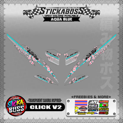 【PREMIUM UV PRINT】TRANSPARENT CLICK 125 / 150 V2 DECALS ( SAKURA INSPIRED )【WITH FREEBIES】