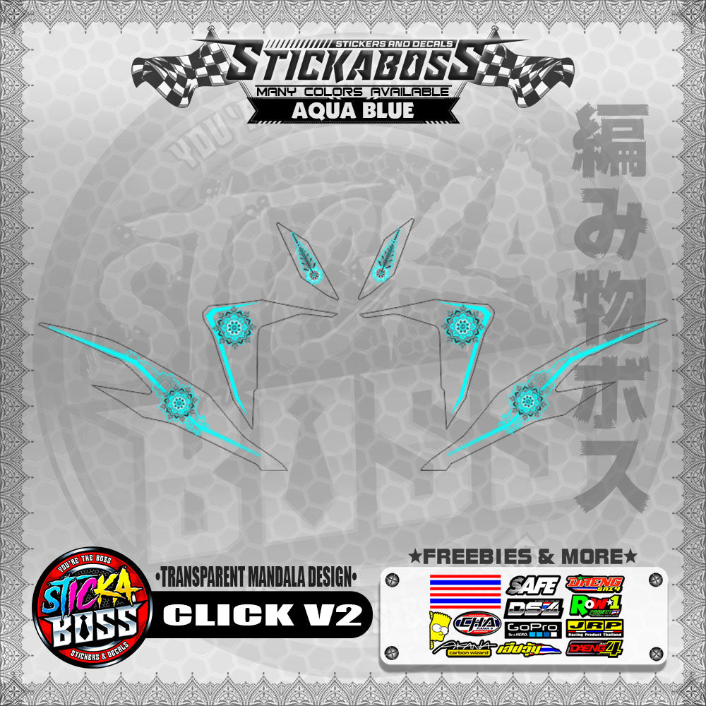 【PREMIUM UV PRINT】TRANSPARENT CLICK V2 DECALS ( MANDALA DESIGN )【WITH FREEBIES】