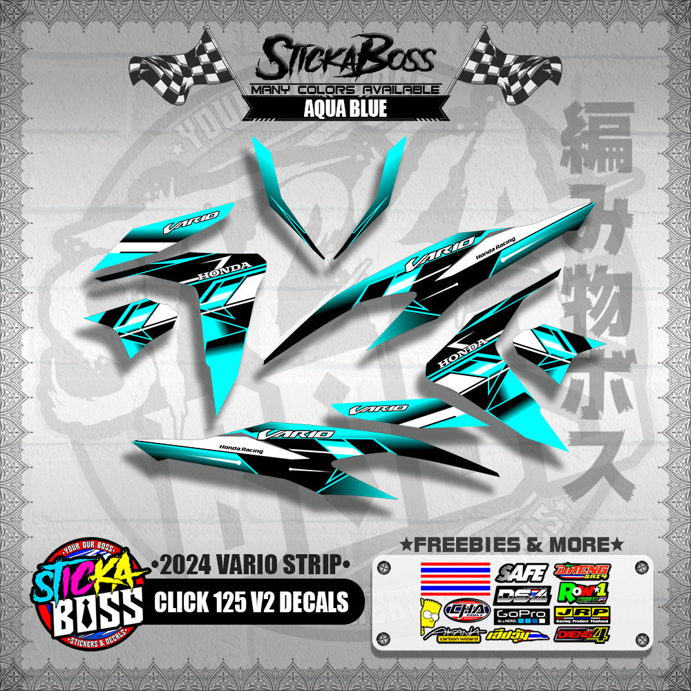 CLICK 125 V2 DECALS ( 2024 VARIO STRIP )【WITH FREEBIES】