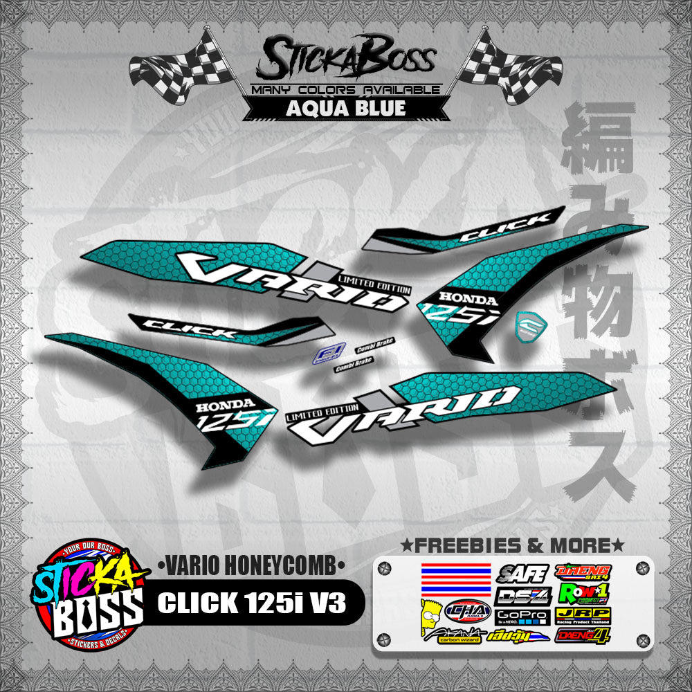 CLICK 125i V3 DECALS ( VARIO HONEYCOMB )【WITH FREEBIES】