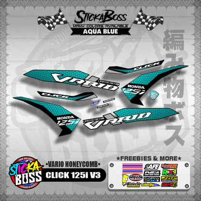 CLICK 125i V3 DECALS ( VARIO HONEYCOMB )【WITH FREEBIES】