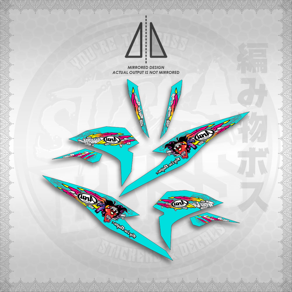 STICKER DECALS for BEAT FI V3 (ARAI APACHE STRIPPING) By STICKABOSS (SOFIE LAMINATED WATERPROOF)