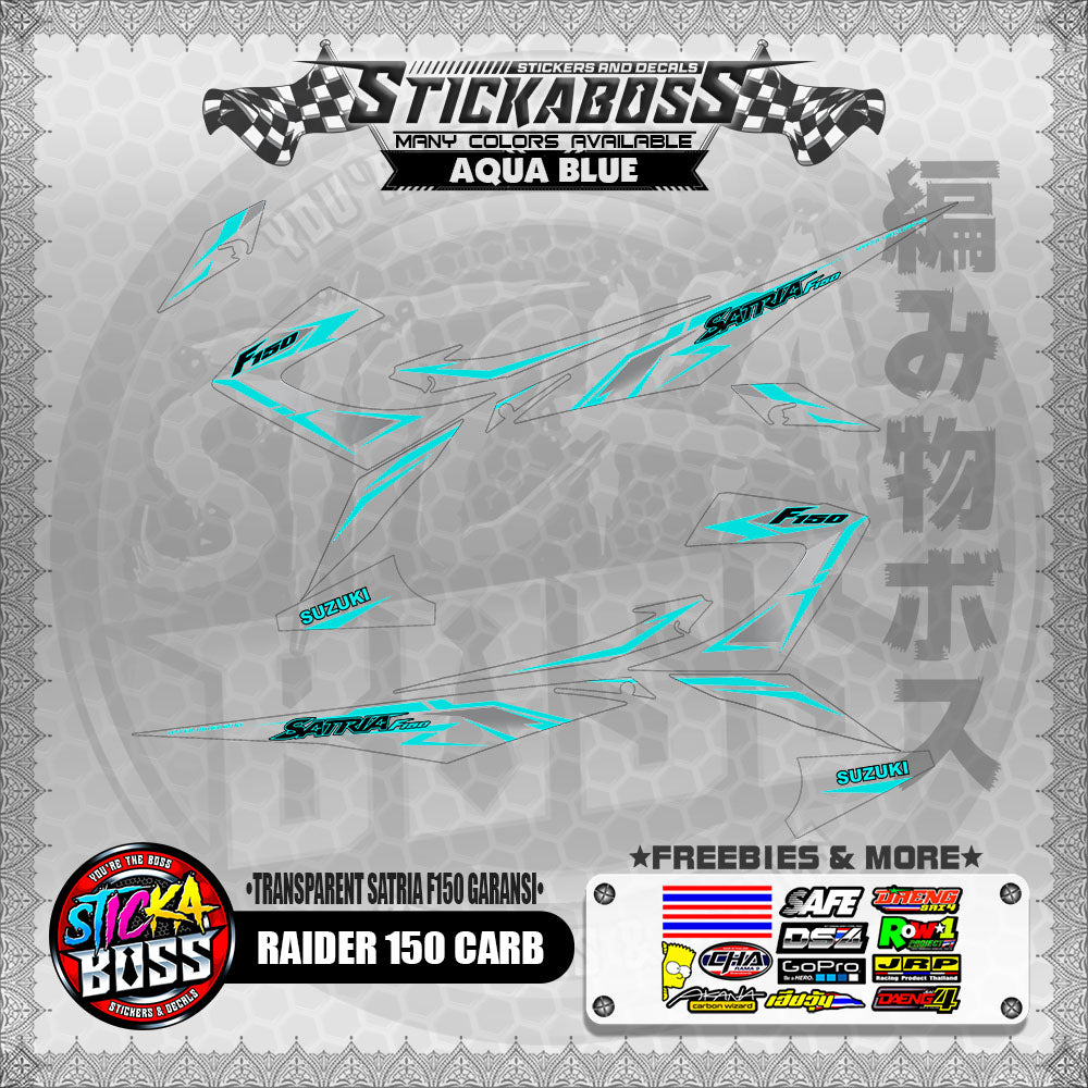 【PREMIUM UV PRINT】TRANSPARENT RAIDER 150 CARB DECALS ( SATRIA F150 GARANSI )【WITH FREEBIES】