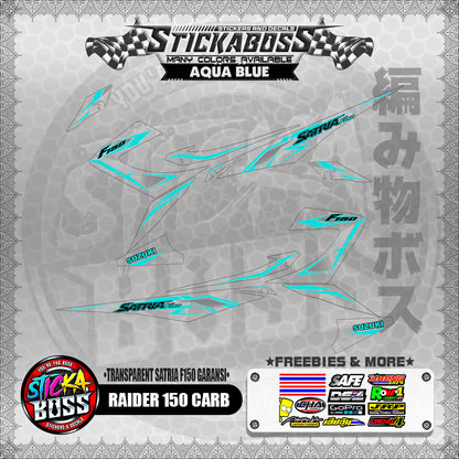 【PREMIUM UV PRINT】TRANSPARENT RAIDER 150 CARB DECALS ( SATRIA F150 GARANSI )【WITH FREEBIES】