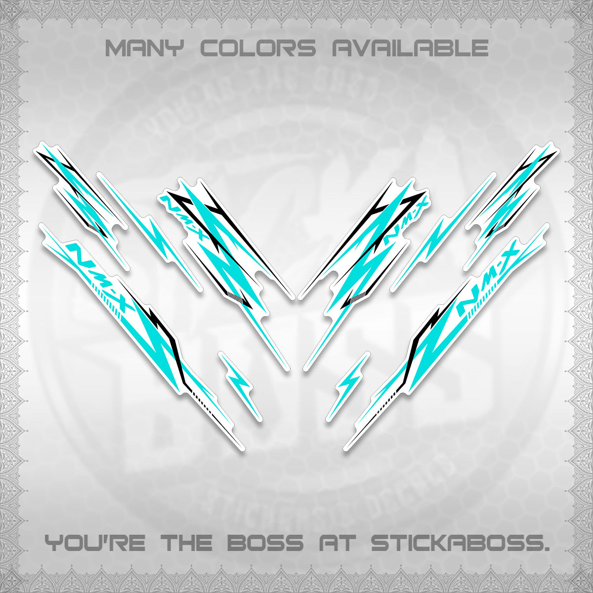 NMAX V2 FOR WHITE DECALS (2024 NM A8 STYLE) STICKER DECALS By STICKABOSS