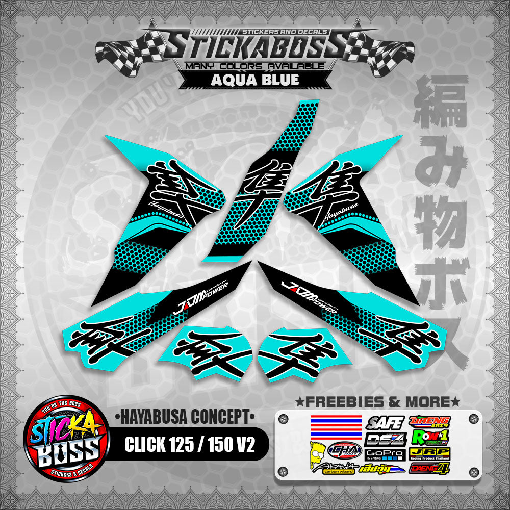 CLICK 125 / 150 V2 STICKER DECALS ( HAYABUSA CONCEPT )【WITH FREEBIES】