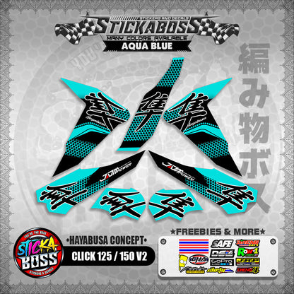 CLICK 125 / 150 V2 STICKER DECALS ( HAYABUSA CONCEPT )【WITH FREEBIES】