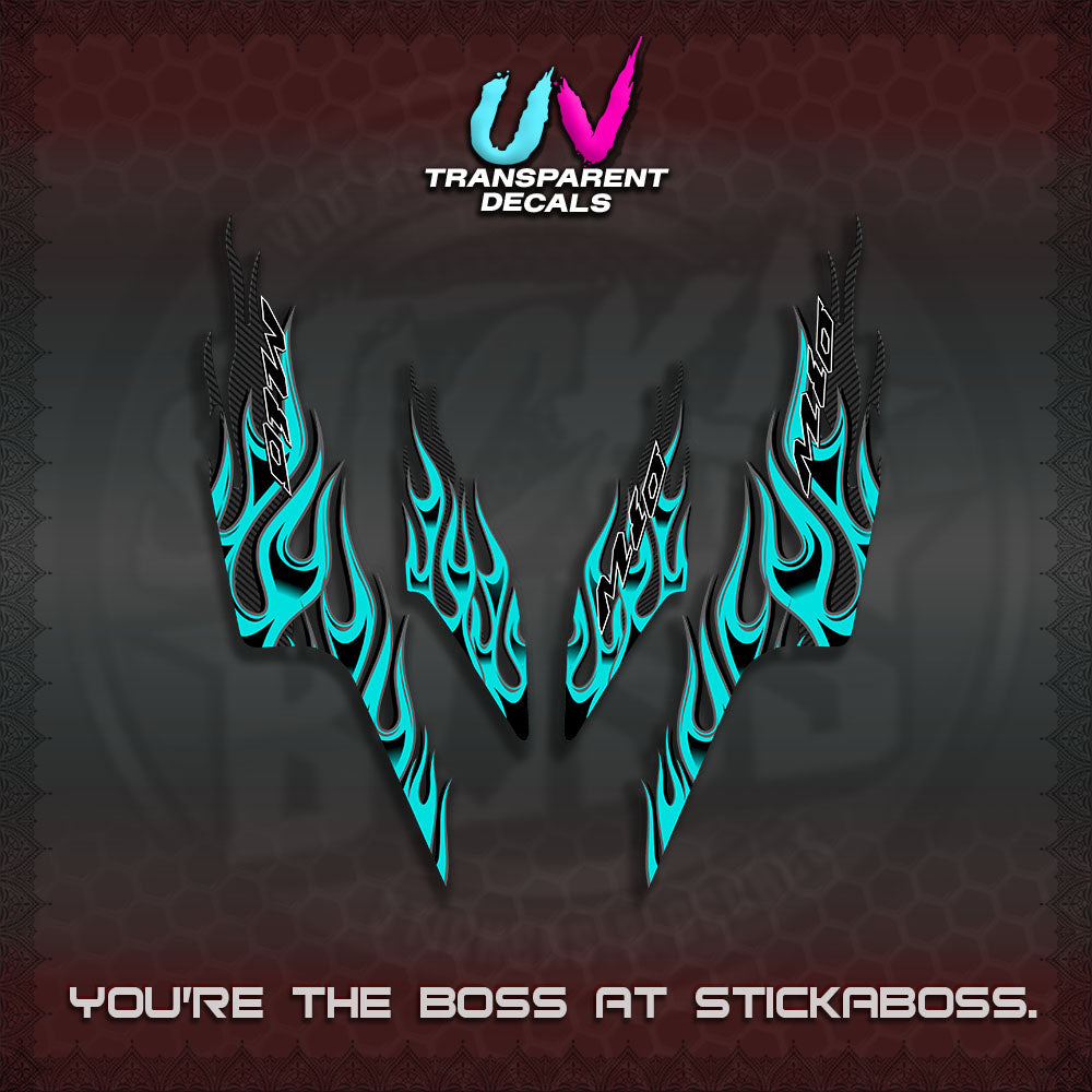 【PREMIUM UV PRINT】TRANSPARENT MIO SPORTY/ SMILEY  DECALS (MOTIF API NEW TERBARU VIRAL)By STICKABOSS