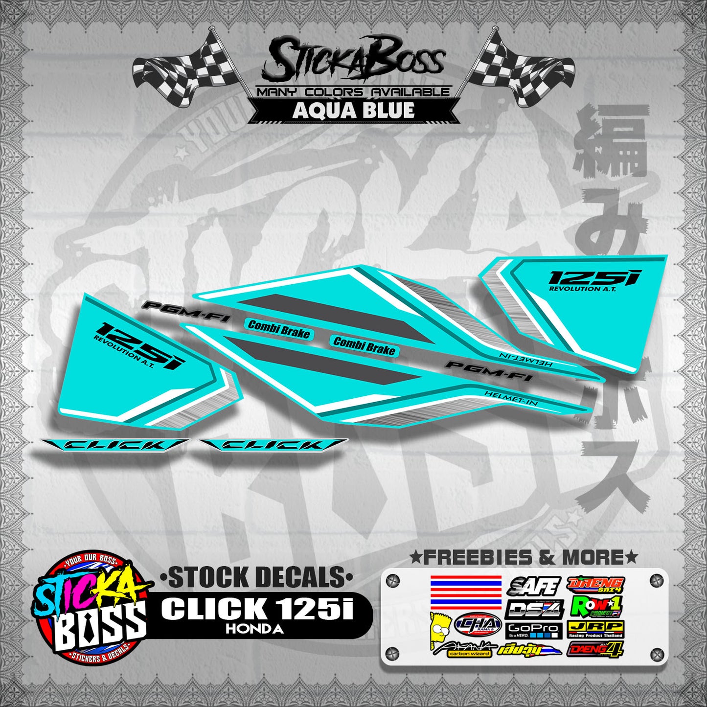CLICK 125i V1 ( STOCK DECALS ) 【WITH FREEBIES】