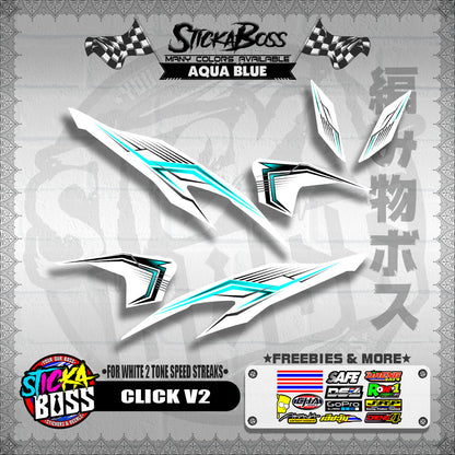 CLICK V2 DECALS ( FOR WHITE 2 TONE SPEED STREAKS ) [ PREMIUM GLOSSY LAMINATED ]【WITH FREEBIES】