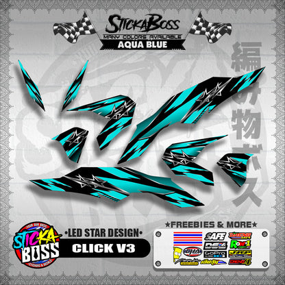 CLICK V3 DECALS ( LED STAR DESIGN )【WITH FREEBIES】