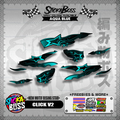 CLICK V2 DECALS ( NEW MOTIF RISING STAR ) [ PREMIUM GLOSSY LAMINATED ]【WITH FREEBIES】