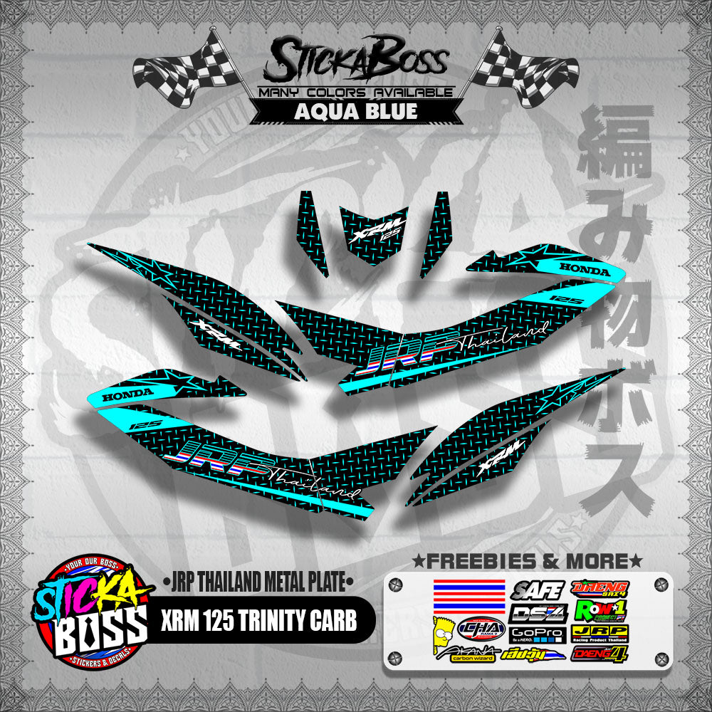 XRM 125 TRINITY CARB DECALS ( JRP THAILAND METAL PLATE )【WITH FREEBIES】