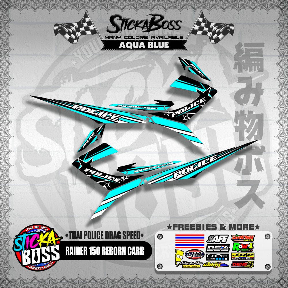 RAIDER 150 REBORN CARB DECALS ( THAI POLICE DRAG SPEED )【WITH FREEBIES】