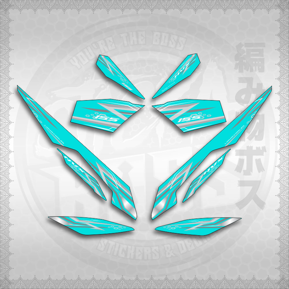 STICKER DECALS for AEROX V3 ALPHA TURBO INDO-MALAYSIAN (AV313SHSTED) By STICKABOSS (SOFIE LAMINATED WATERPROOF)