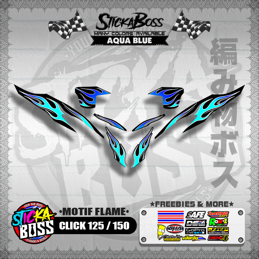 CLICK 125 / 150 V2 DECALS ( MOTIF FLAME )【WITH FREEBIES】