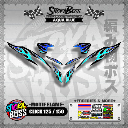CLICK 125 / 150 V2 DECALS ( MOTIF FLAME )【WITH FREEBIES】