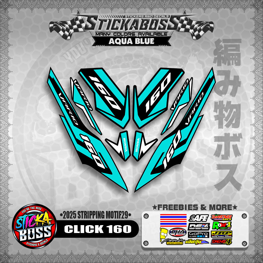 CLICK 160 STICKER DECALS ( 2025 STRIPPING MOTIF29 )【WITH FREEBIES】