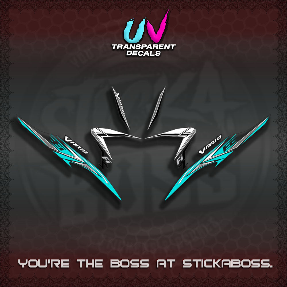 【PREMIUM UV PRINT】TRANSPARENT CLICK V2  VARIO DECALS(2026 CUSTOM 001 DESIGN)By STICKABOSS