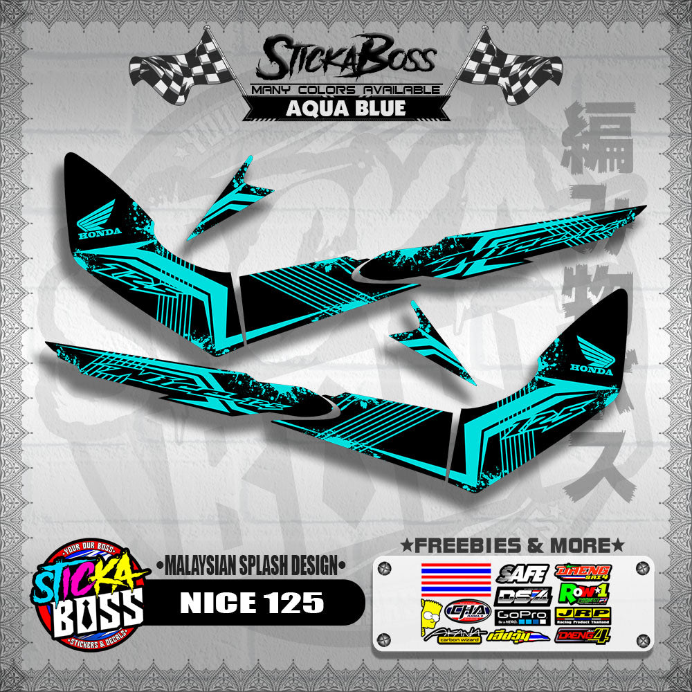 NICE 125 DECALS ( MALAYSIAN SPLASH DESIGN ) [ PREMIUM GLOSSY LAMINATED ]【WITH FREEBIES】