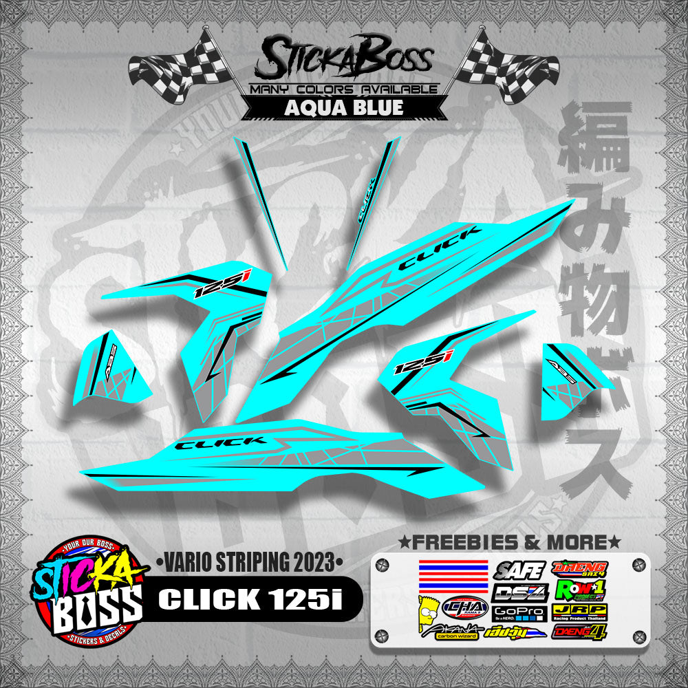 CLICK 125i V3 STOCK DECALS ( VARIO STRIPING 2023 )【WITH FREEBIES】