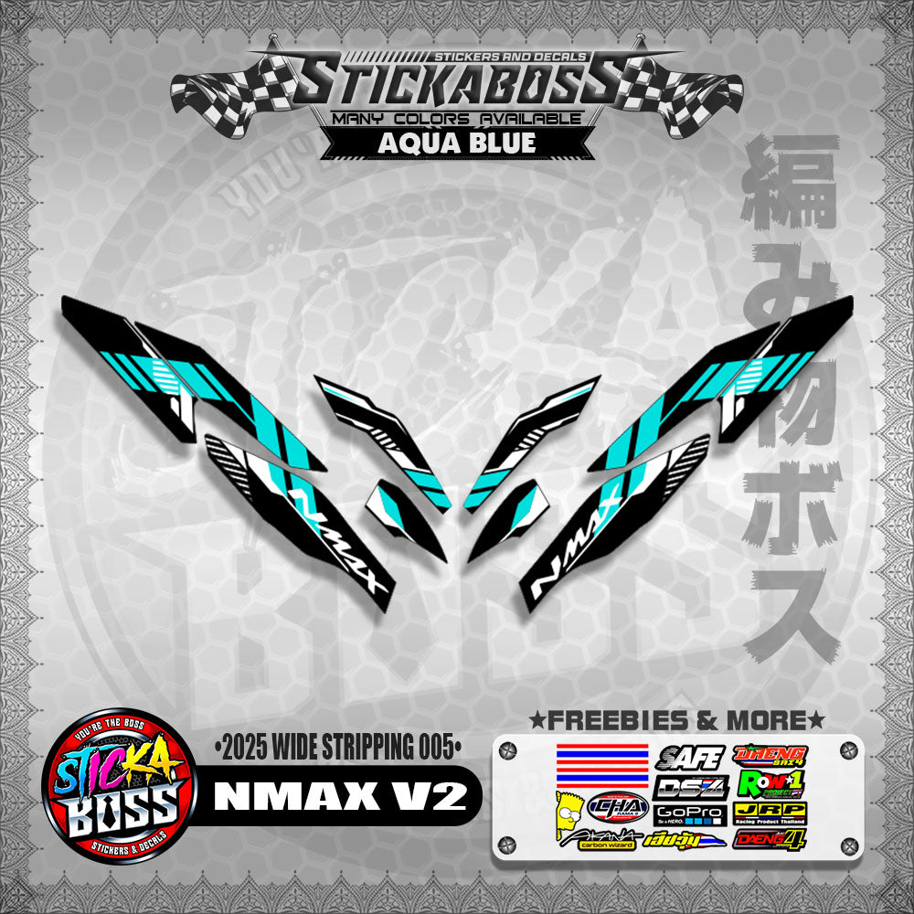 NMAX V2 INDO STICKER DECALS ( 2025 WIDE STRIPPING 005 )【WITH FREEBIES】
