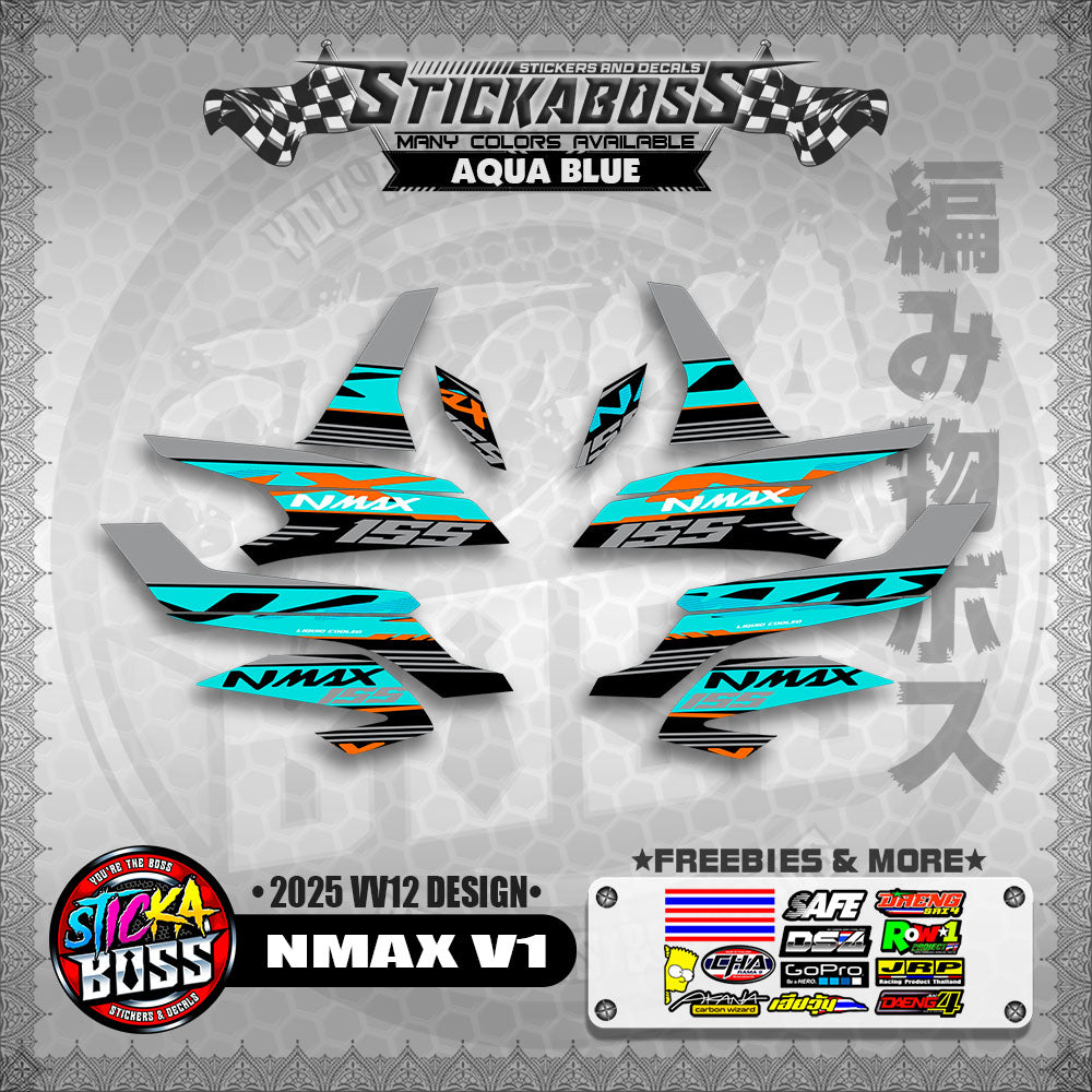 NMAX V1 MALAYSIAN STICKER DECALS ( 2025 VV12 DESIGN )【WITH FREEBIES】