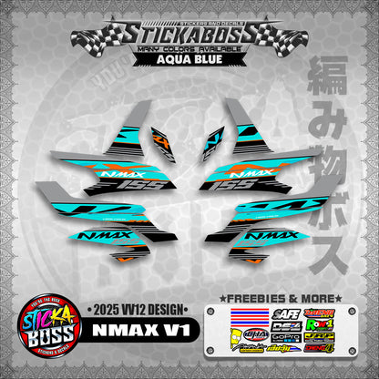 NMAX V1 MALAYSIAN STICKER DECALS ( 2025 VV12 DESIGN )【WITH FREEBIES】