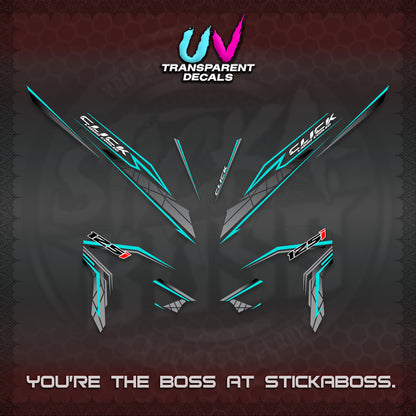 CLICK 125 V3 UV TRANSPARENT DECALS (2023 SIMPLE STRIPE DESIGN) STICKER DECALS By STICKABOSS