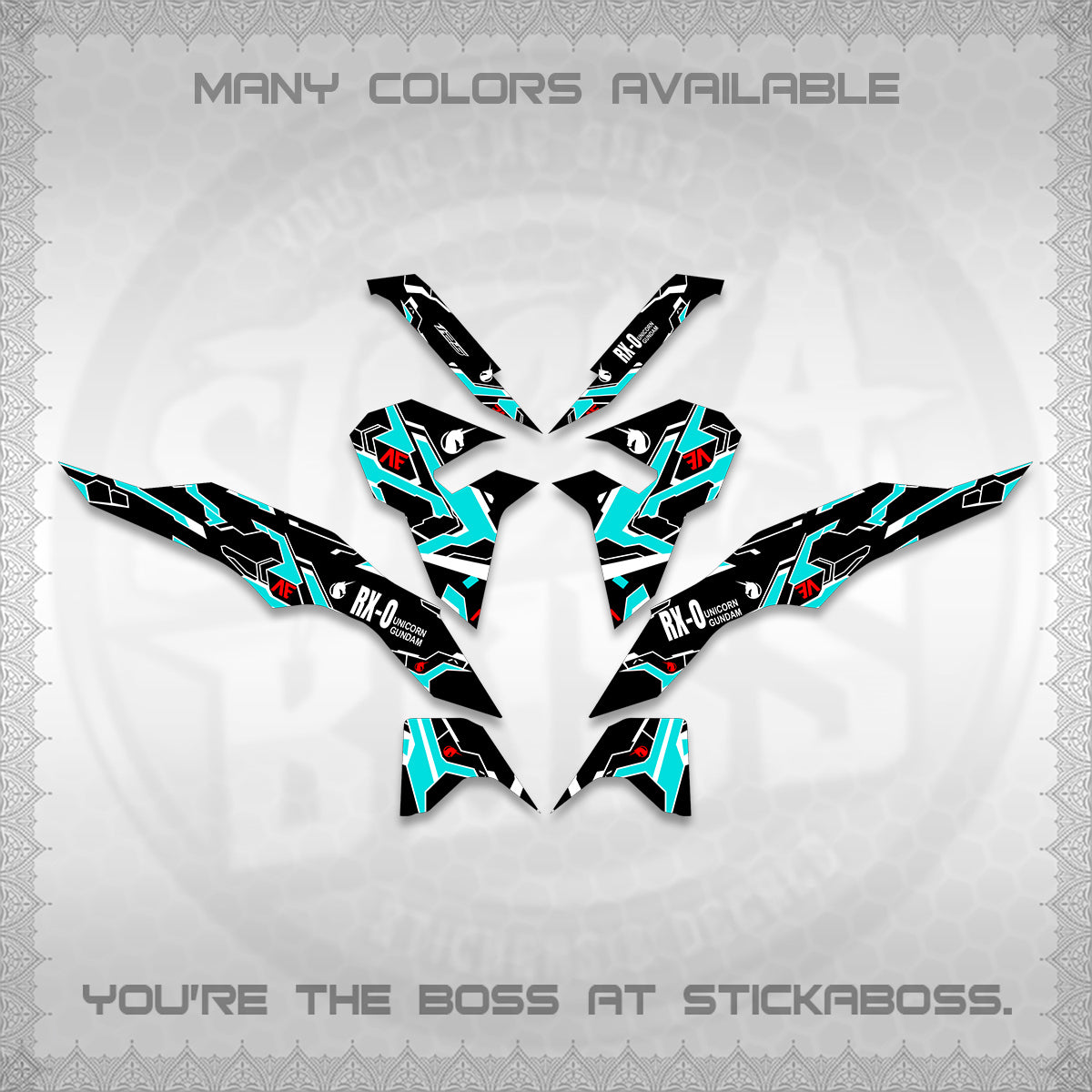 CLICK V3 VARIO DECALS (UNICORN GUNDAM DESIGN) STICKER DECALS By STICKABOSS