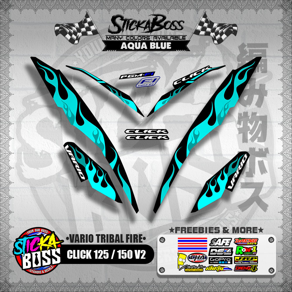 CLICK 125 / 150 V2 DECALS ( VARIO TRIBAL FIRE )【WITH FREEBIES】