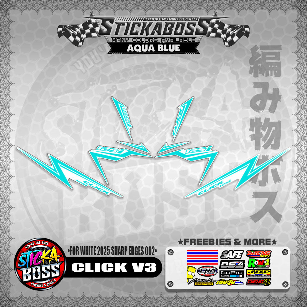CLICK V3 INDO STICKER DECALS ( FOR WHITE 2025 SHARP EDGES 002 )【WITH FREEBIES】