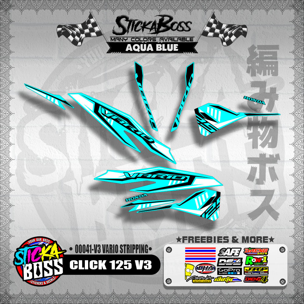 CLICK 125 V3 DECALS ( 00041-V3 VARIO STRIPPING )【WITH FREEBIES】