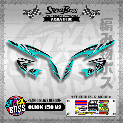 CLICK 150 V2 DECALS ( VARIO BLAZE DESIGN )【WITH FREEBIES】