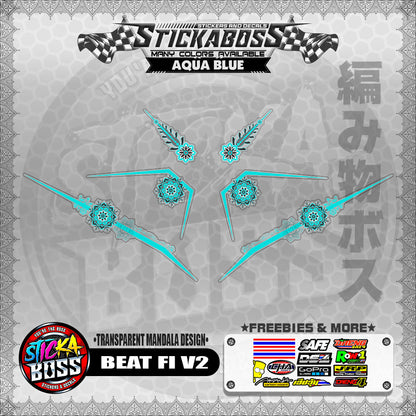 【PREMIUM UV PRINT】TRANSPARENT BEAT FI V2 STICKER DECALS ( MANDALA DESIGN )【WITH FREEBIES】