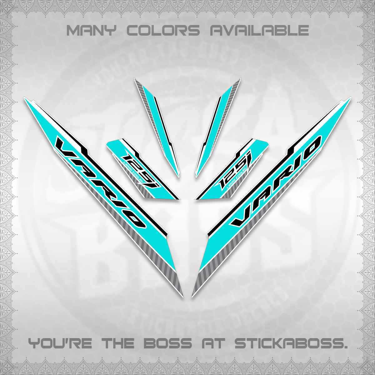 CLICK 125 V3 VARIO FOR WHITE DECALS (2024 SV 12-A1 STYLE) STICKER DECALS By STICKABOSS