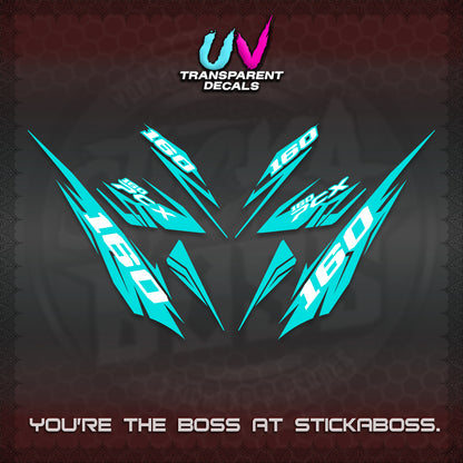 PCX 150 160 INDO UV TRANSPARENT DECALS (2026 NEW 08 DESIGN) STICKER DECALS By STICKABOSS