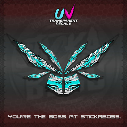 【PREMIUM UV PRINT】TRANSPARENT MIO 4  DECALS (FIRE CUSTOM 3 DESIGN)STICKER DECALS By STICKABOSS