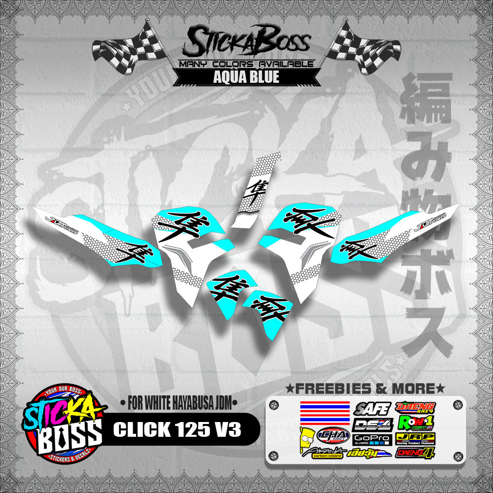 CLICK 125 V3 DECALS ( FOR WHITE HAYABUSA JDM )【WITH FREEBIES】