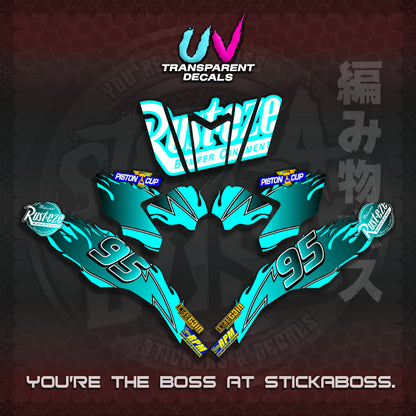 【PREMIUM UV PRINT】CLICK 125 V3 ( TRANSPARENT LIGHTING MCQUEEN DESIGN ) STICKER DECALS By STICKABOSS