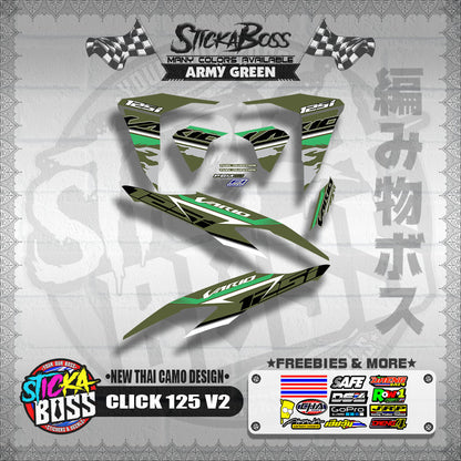CLICK 125 V2 DECALS ( NEW THAI CAMO DESIGN )【WITH FREEBIES】