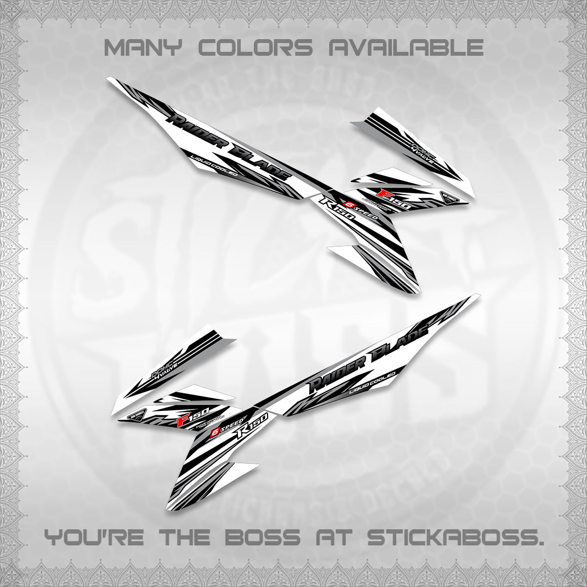 RAIDER BLADE 150 FOR WHITE DECAL(2026 NEW SHARP)STICKER DECALS By STICKABOSS