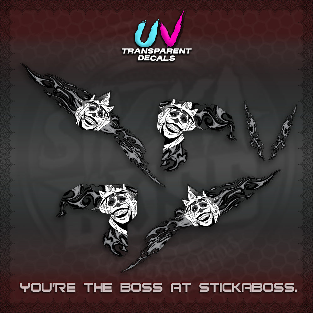 CLICK V3 UV TRANSPARENT DECALS (SOLO STATUE OF GOD DESIGN)STICKER DECALS By STICKABOSS