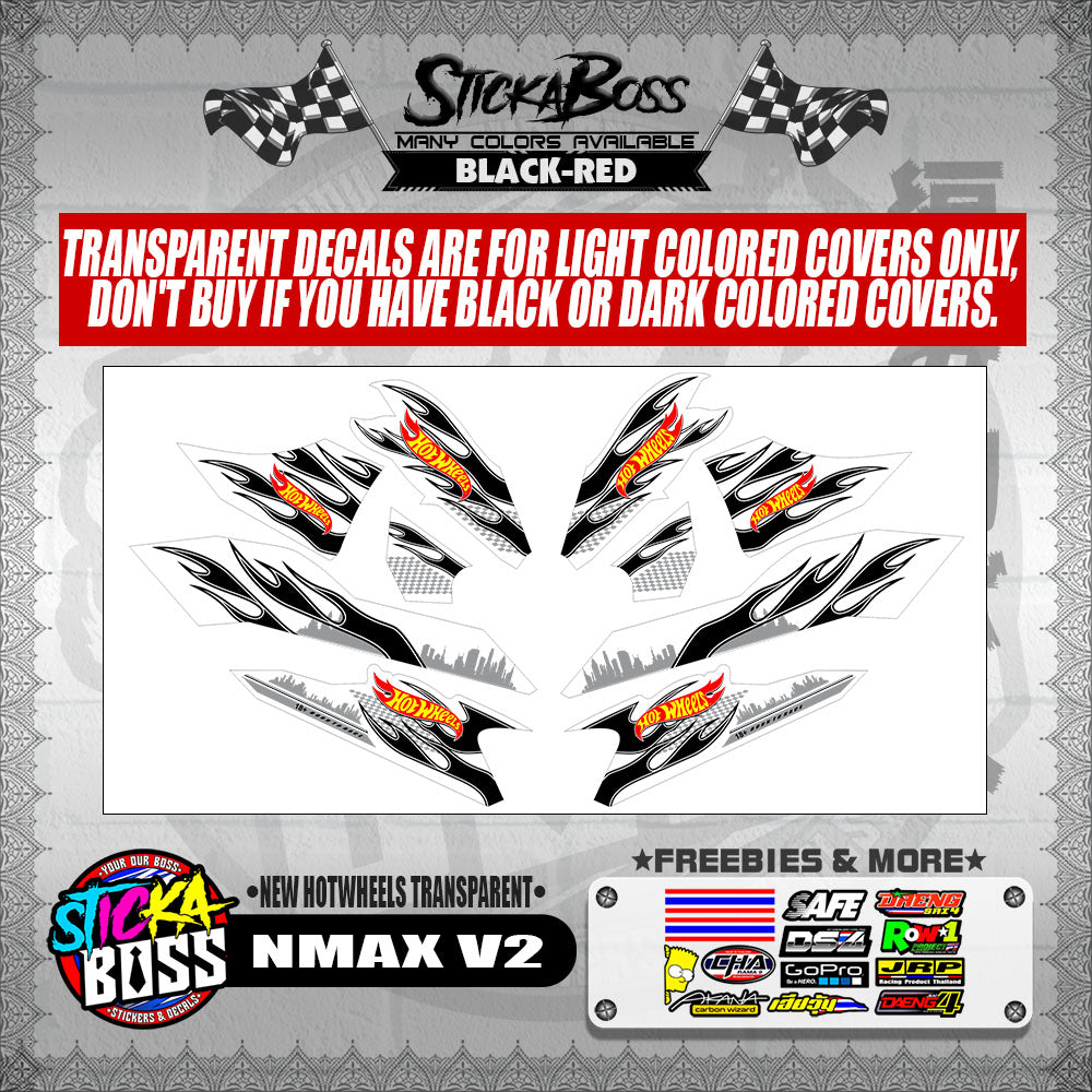 NMAX V2 DECALS ( NEW HOTWHEELS TRANSPARENT )【WITH FREEBIES】