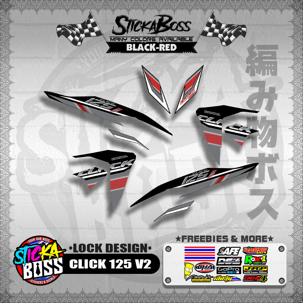 CLICK 125 V2 DECALS ( LOCK DESIGN )【WITH FREEBIES】