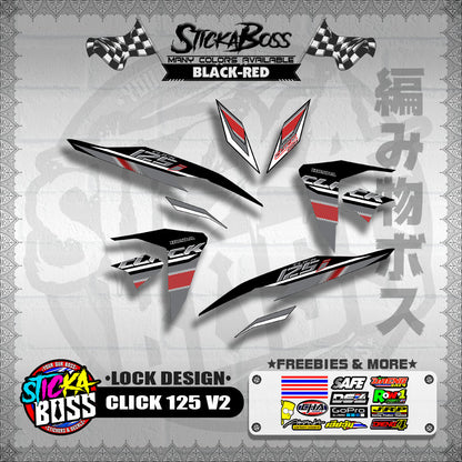 CLICK 125 V2 DECALS ( LOCK DESIGN )【WITH FREEBIES】