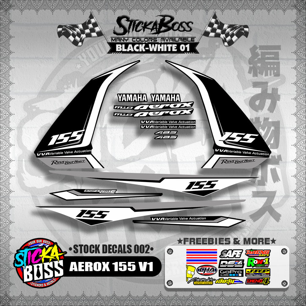 AEROX 155 V1 ( STOCK DECALS 002 )【WITH FREEBIES】