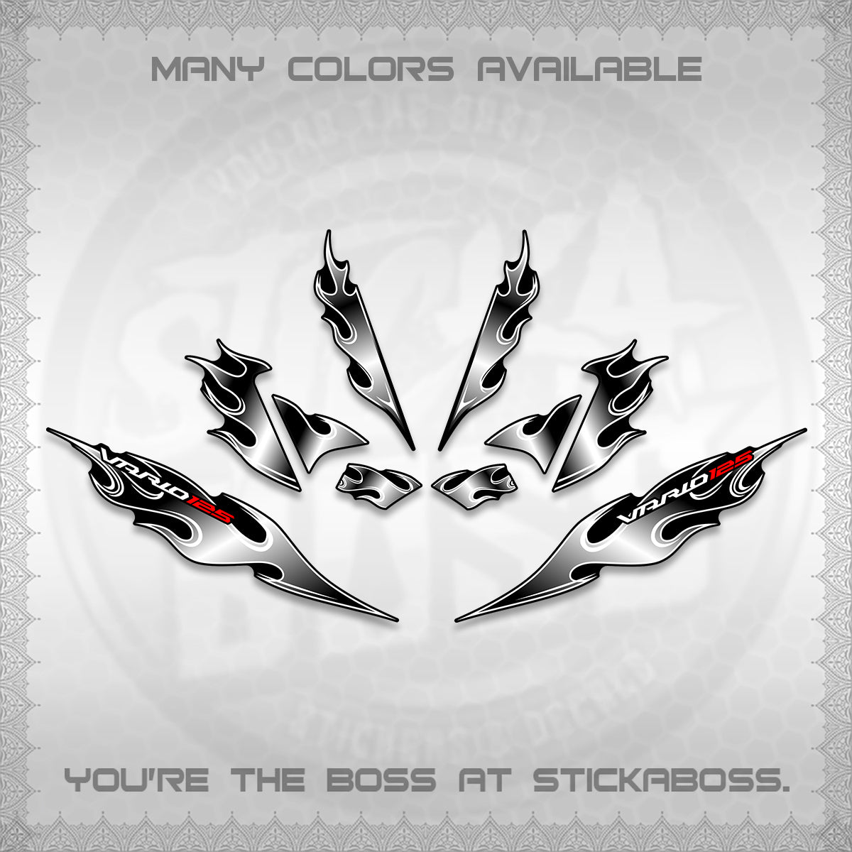 CLICK 125 V4 VARIO DECALS (2026 MOTIF FLAME 2 TONE)STICKER DECALS By STICKABOSS