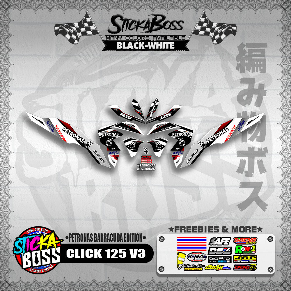 CLICK 125 V3 DECALS ( PETRONAS BARRACUDA EDITION )【WITH FREEBIES】